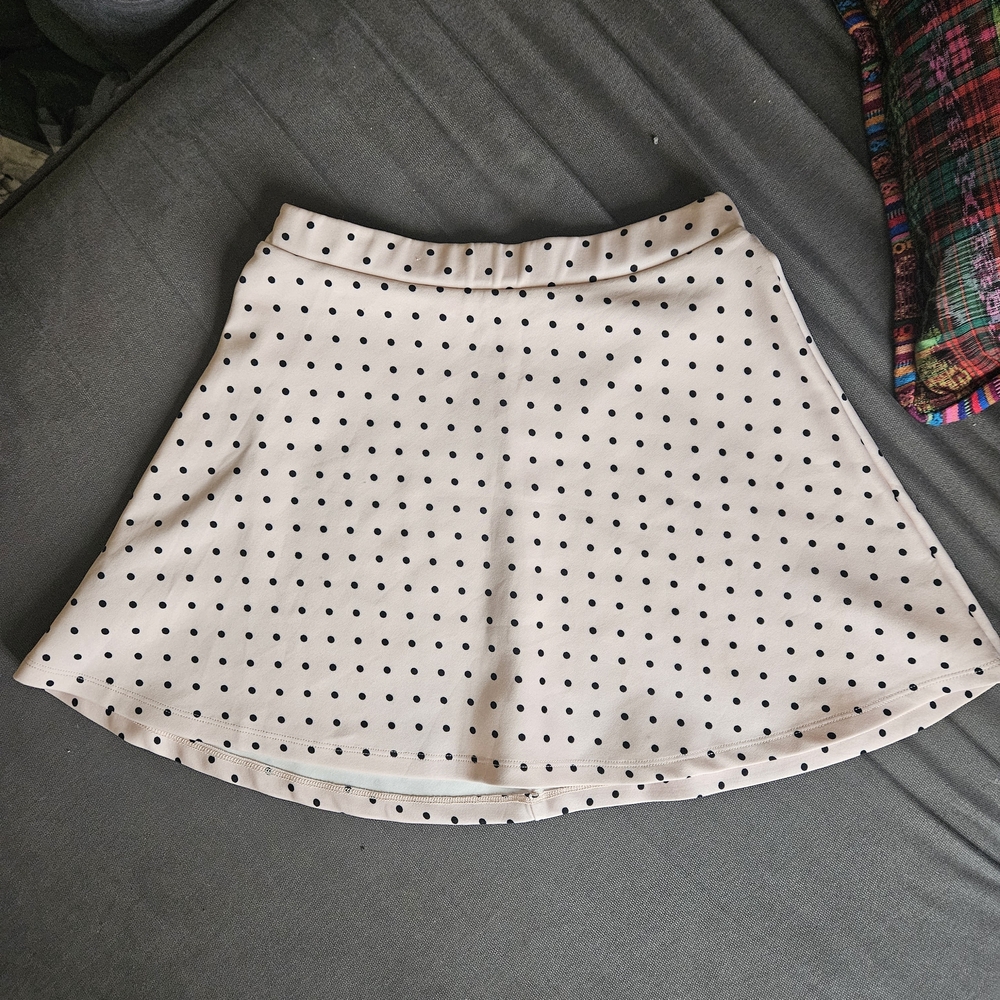 Polka Dot A-Line Skirt - Rose with Black Dots